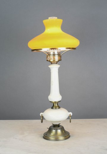 Faux-Oil White & Brass Ceramic Table Lamp