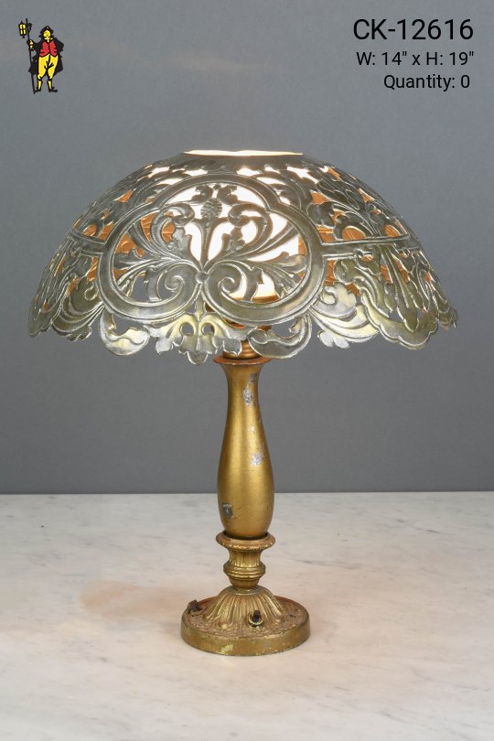 Metal Shaded Brass Table Lamp