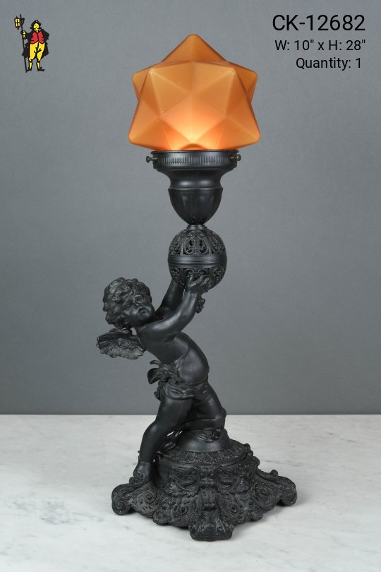 Bronze Figure Torch Style Table Lamp