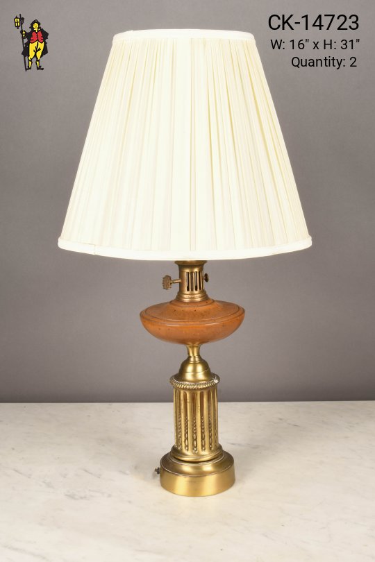 Wood & Brass Mid Century Table Lamp