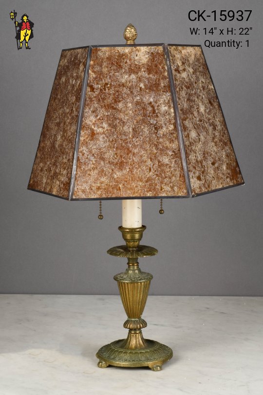 Mica Shaded Single Candle Antique Table Lamp