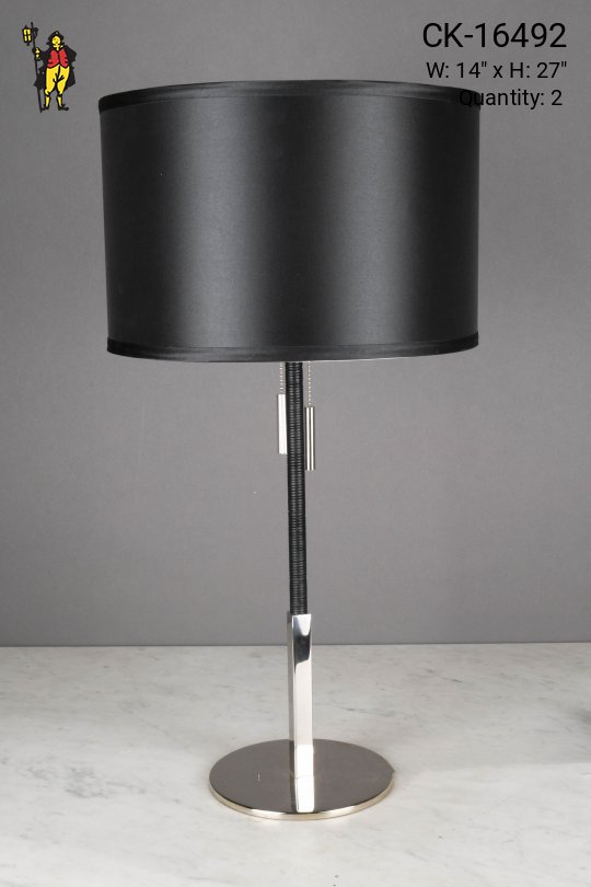 Polished Nickel & Black Modern Table Lamp
