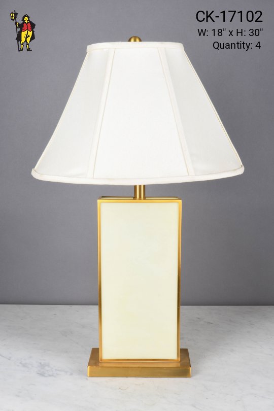 Yellow & Brass Rectangular Table Lamp