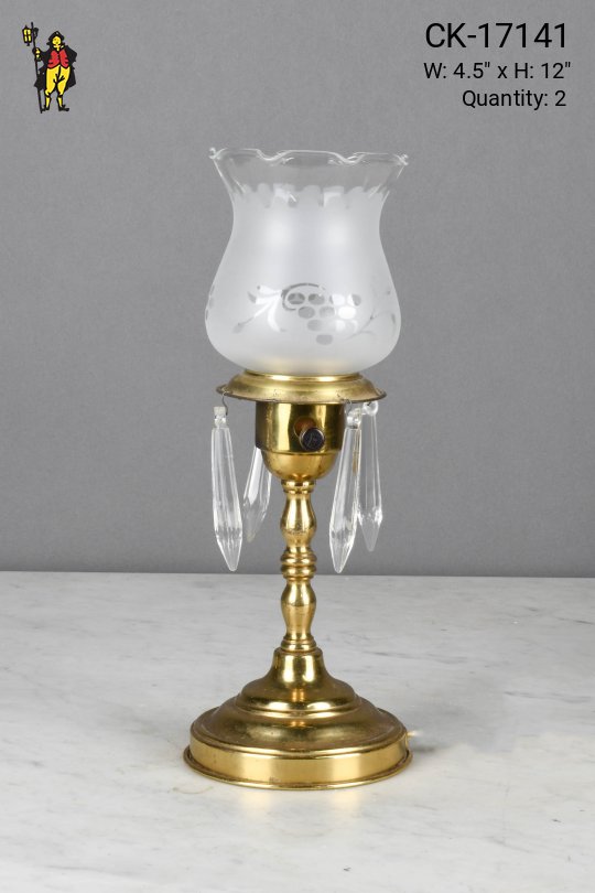 Victorian Single Light Brass & Crystal Table Lamp