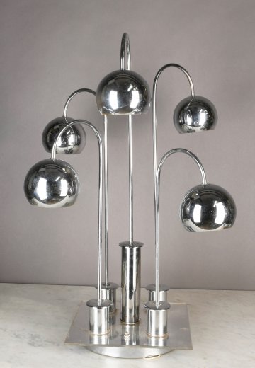 Chrome Space Age Five Light Oversize Table Lamp