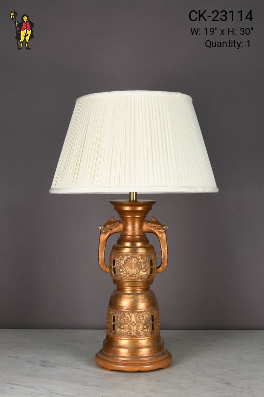 Asian Style Painted Wooden Table Lamp