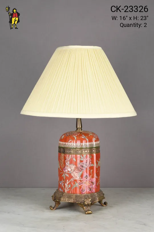 Red Painted Ginger Jar Ceramic Table Lamp