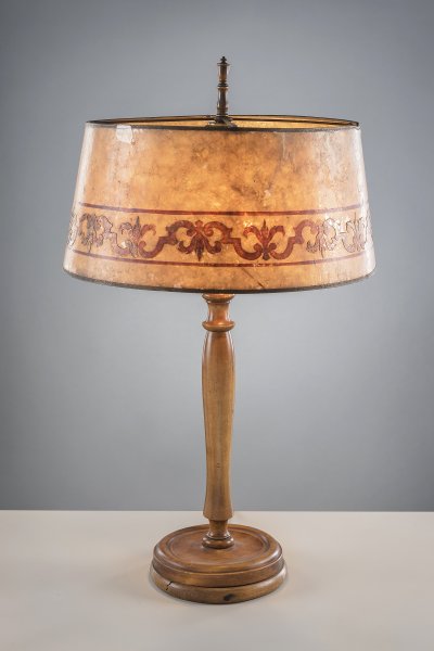 Turned Wooden Table Lamp W Amber Mica, Amber Mica Table Lamps