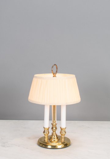 Three Candle Polished Brass Table Lamp