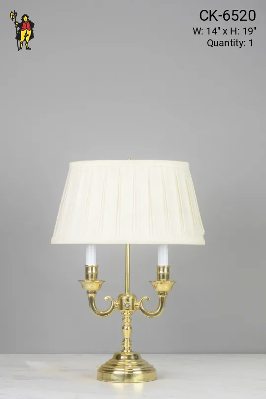 Two Candle Polished Brass Table Lamp