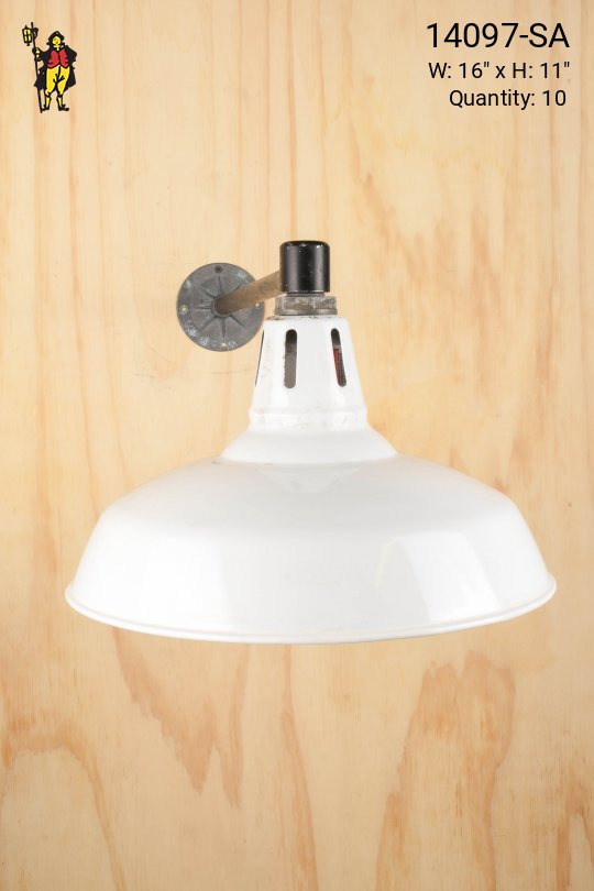 16" White Porcelain Enamel Wall Mounted RLM w/Straight Arm