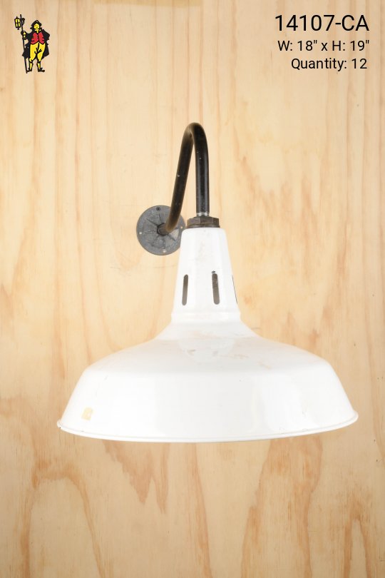 18" White Porcelain Enamel Wall Mounted RLM w/Curved Arm