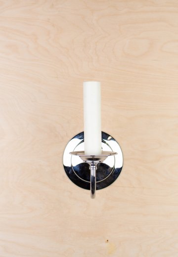 Polished Nickel One Candle Wall Sconce