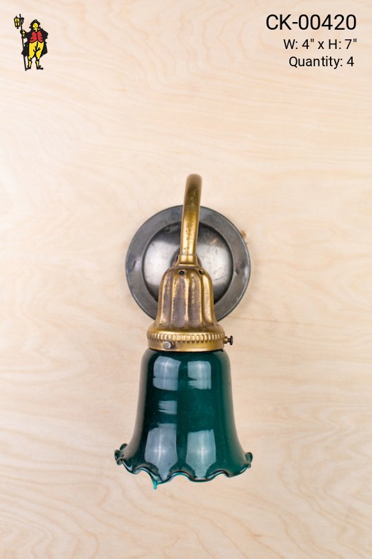 Single Light Wall Sconce With Green Glass Shade