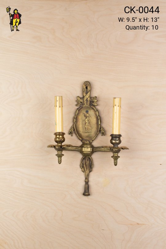 Two Candle Figure Backplated Wall Sconce