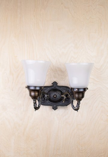 Two Light Bronze Wall Sonce w/Frosted Glass Shades