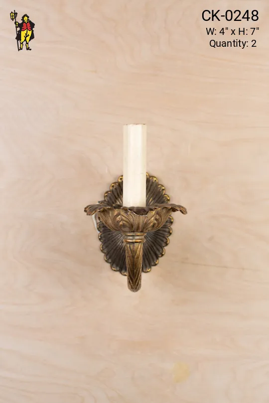 Bronze Floral Single Candle Wall Sconce