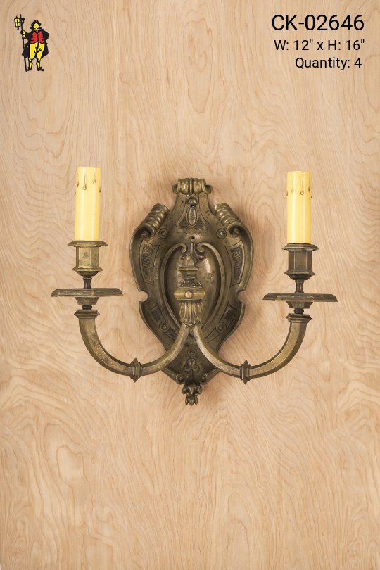 Antique Brass Two Candle Wall Sconce