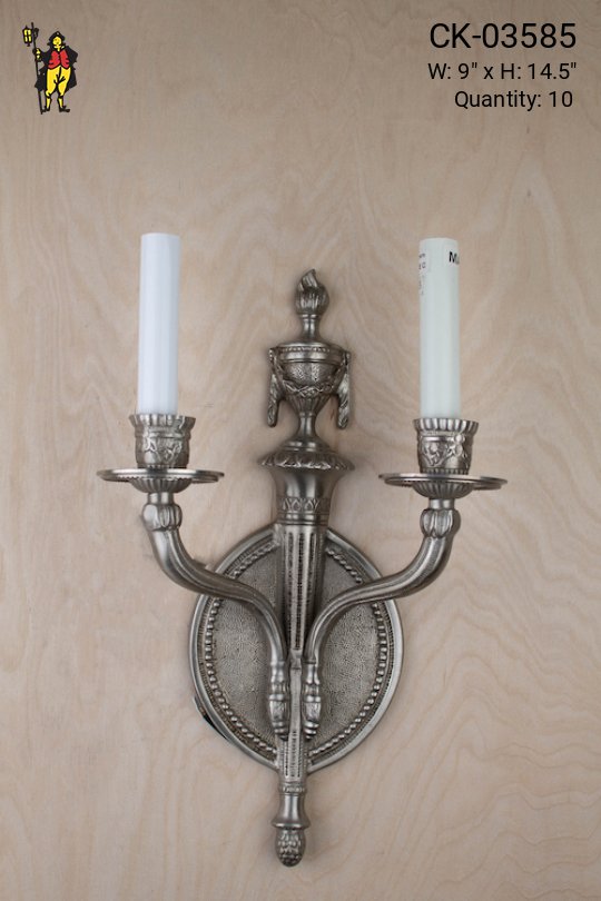 Silver Two Candle Wall Sconce