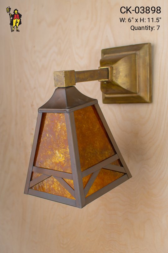 Lantern Style Wall Sconce w/Amber Mica Shade
