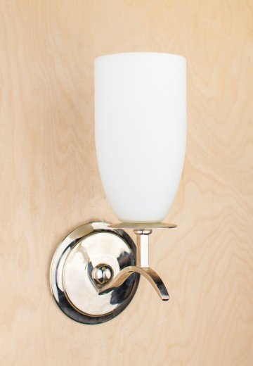 Polished Silver Wall Sconce w/Frosted Glass Shade