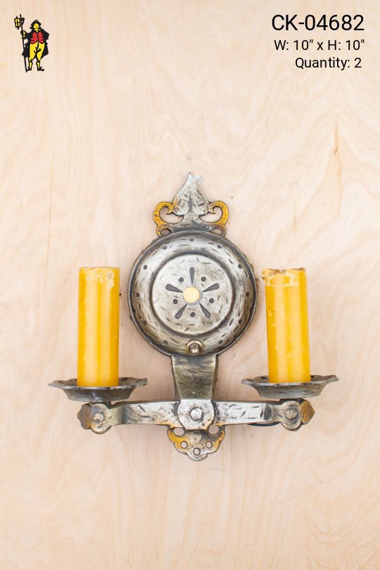 Nickel Two Gothic Candle Wall Sconce
