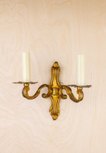 Two Candle Brass Wall Sconce