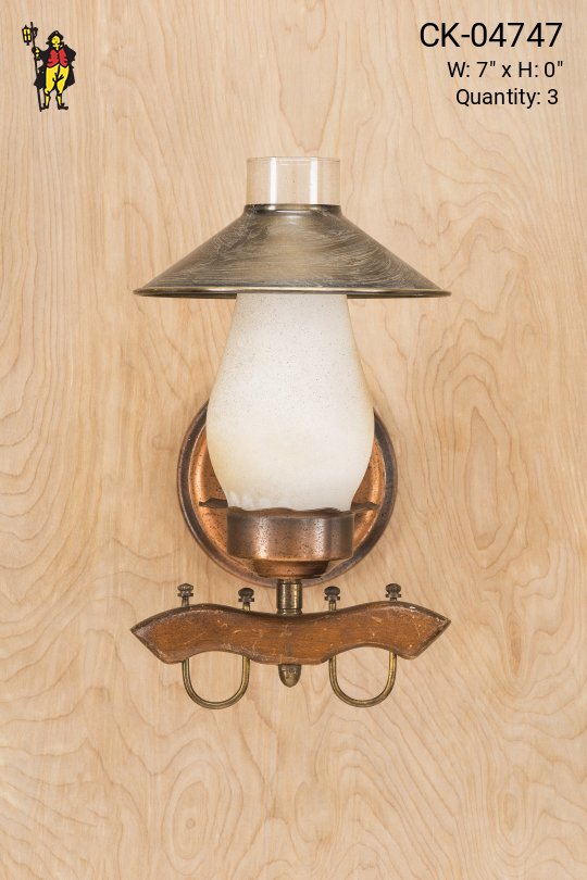 Wooden Single Light Wall Sconce w/Hurricane Shade