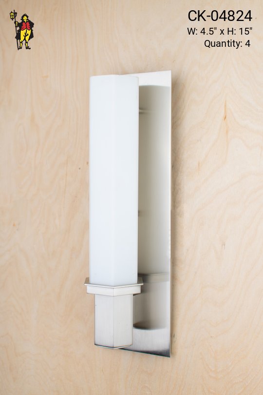 Modern Silver Wall Sconce w/Frosted Glass Cylinder Shade