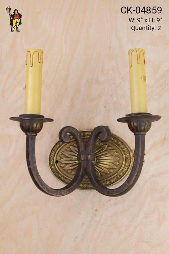 Two Candle Art Deco Wall Sconce