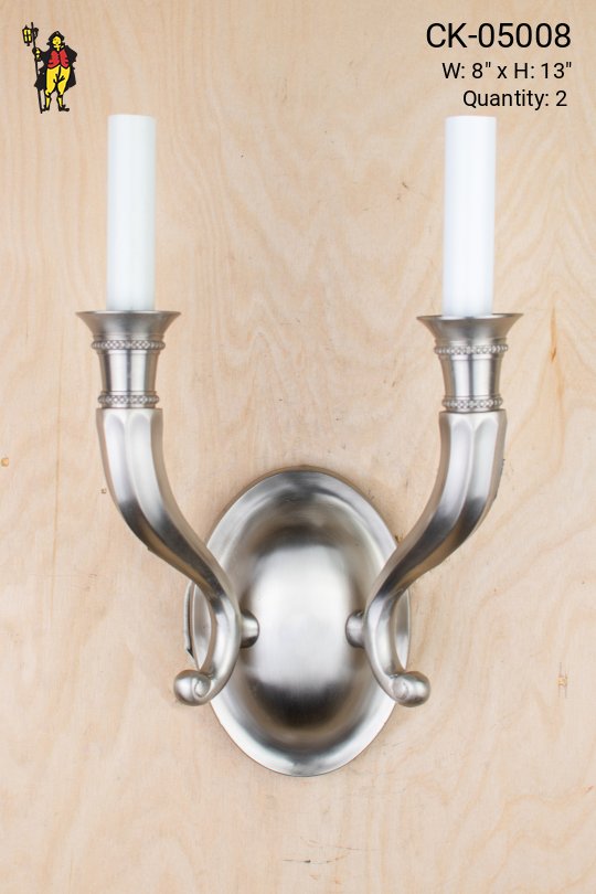 Modern Two Candle Silver Wall Sconce Wall Lights Collection City Knickerbocker Lighting