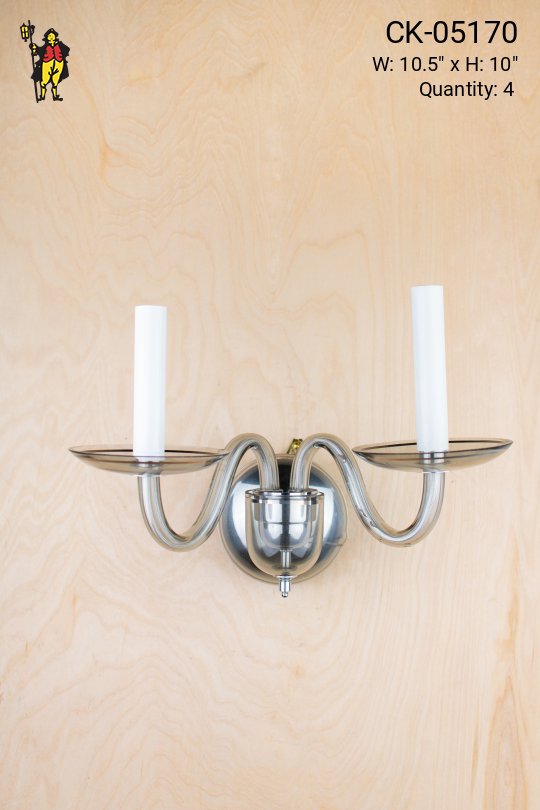 Glass Contemporary Two Candle Wall Sconce