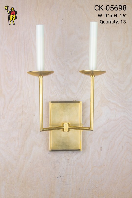 Tall Two Candle Brass Wall Sconce