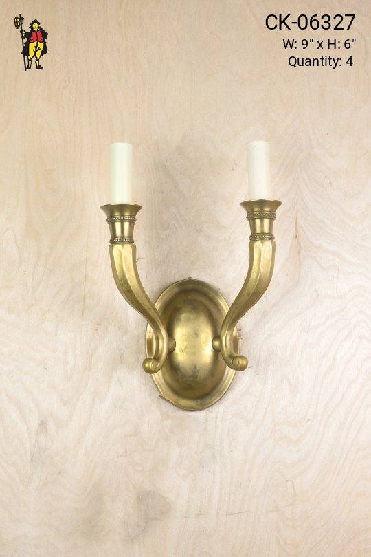 Two Candle Brass Wall Sconce