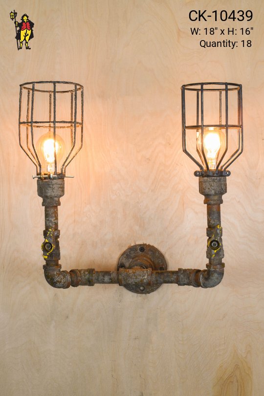 Industrial Two Ghost Light Wall Sconce