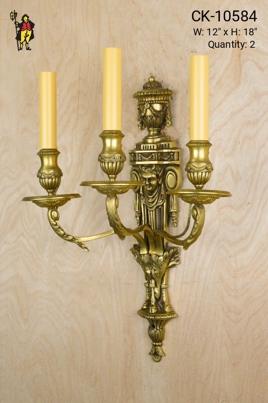 Three Candle Deco Wall Sconce