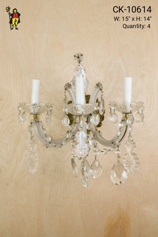 Three Light Crystal Wall Sconce