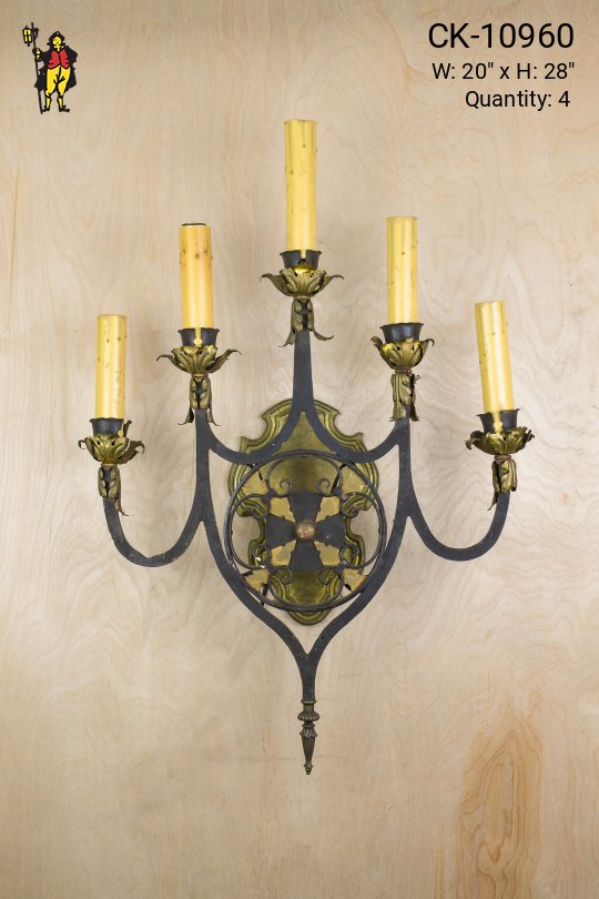 Iron Five Candle Gothic Wall Sconce
