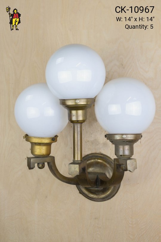 Three Light Brass Wall Sconce