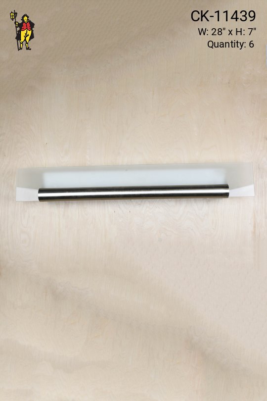 Modern Two Foot Glass & Nickel Wall Sconce