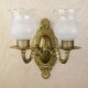 Two Light Brass Wall Sconce w/Hurricane Shades #0