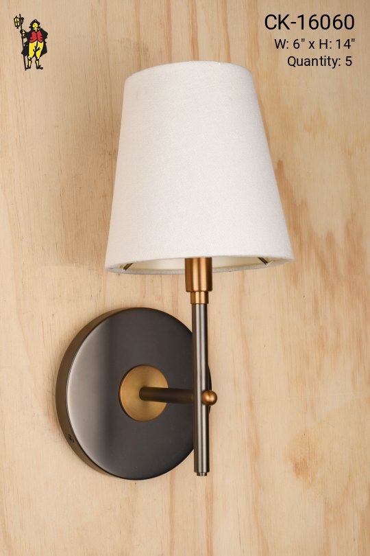 Flat Black & Antique Brass Single Candle Wall Sconce