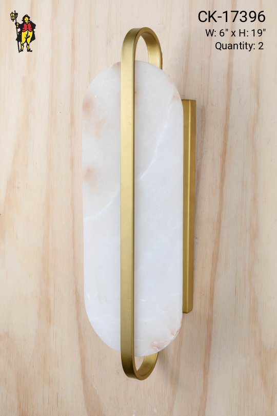 Brass & Marble Two Light Wall Sconce