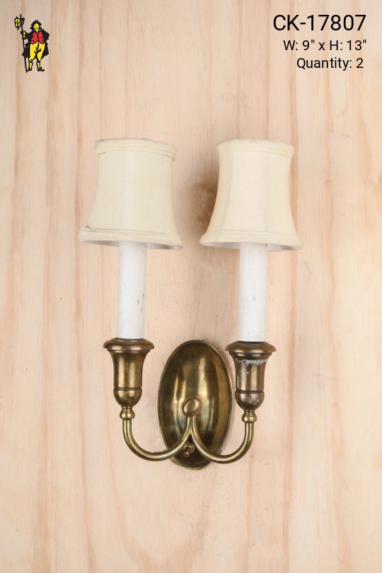 Simple Antique Brass Two Candle Wall Sconce