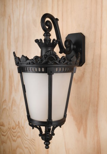 Large Black Wall Lantern w/Frosted Glass