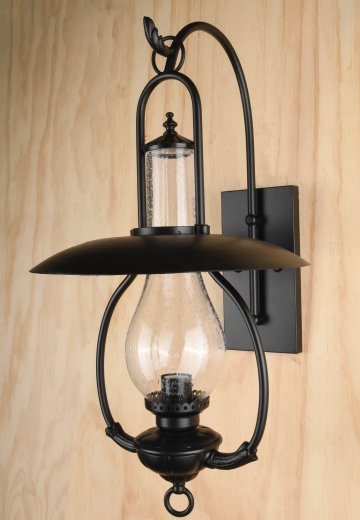 Black One Light Faux-Oil/Gaslight Exterior Wall Light