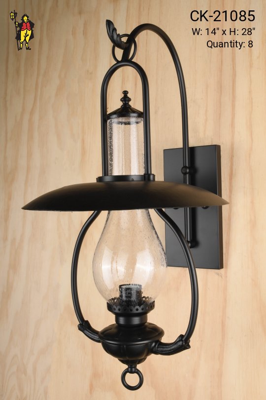 Black One Light Faux-Oil/Gaslight Exterior Wall Light