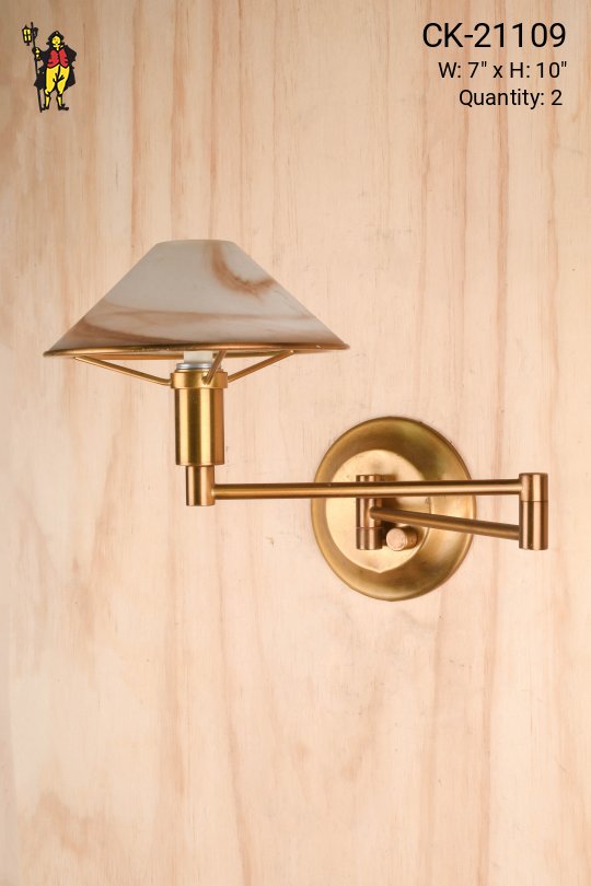 Alabaster Shaded Swing Arm Wall Scocne