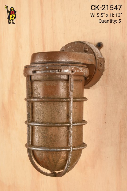 Distressed Oversized Vapor Proof Caged Wall Light