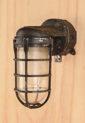 Black Distressed Vapor Proof Caged Wall Light